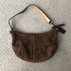 Coach small hobo in brown suede